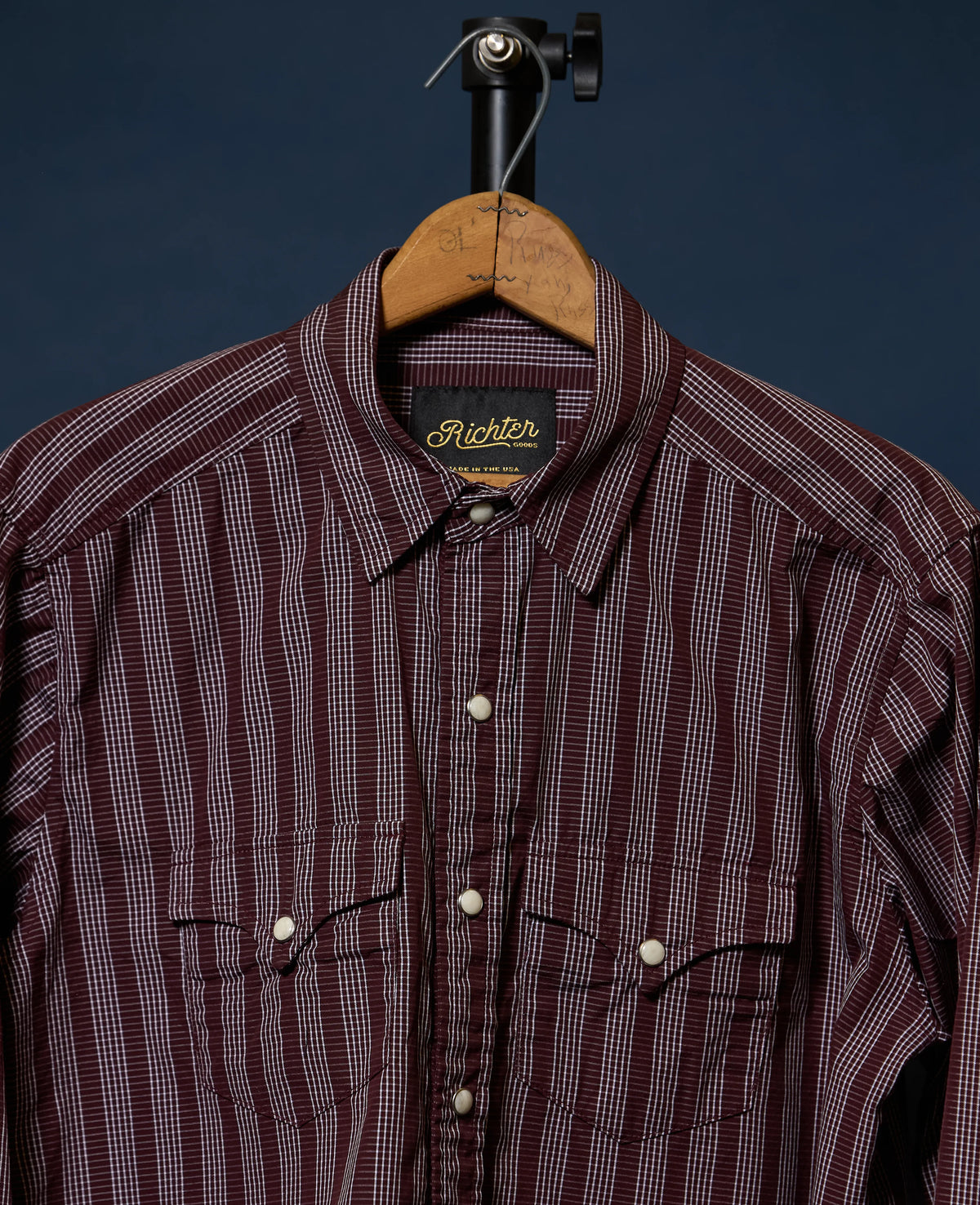 Maverick Pearl Snap in Maroon Plaid