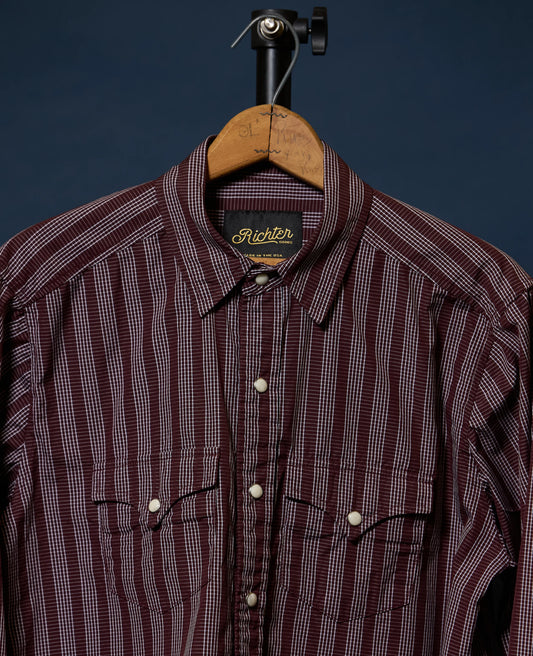 Maverick Pearl Snap in Maroon Plaid