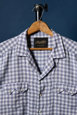 Merino Wool Pearl Snap in Blue & White Gingham