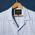 Merino Wool Pearl Snap in Sky Blue & White Gingham