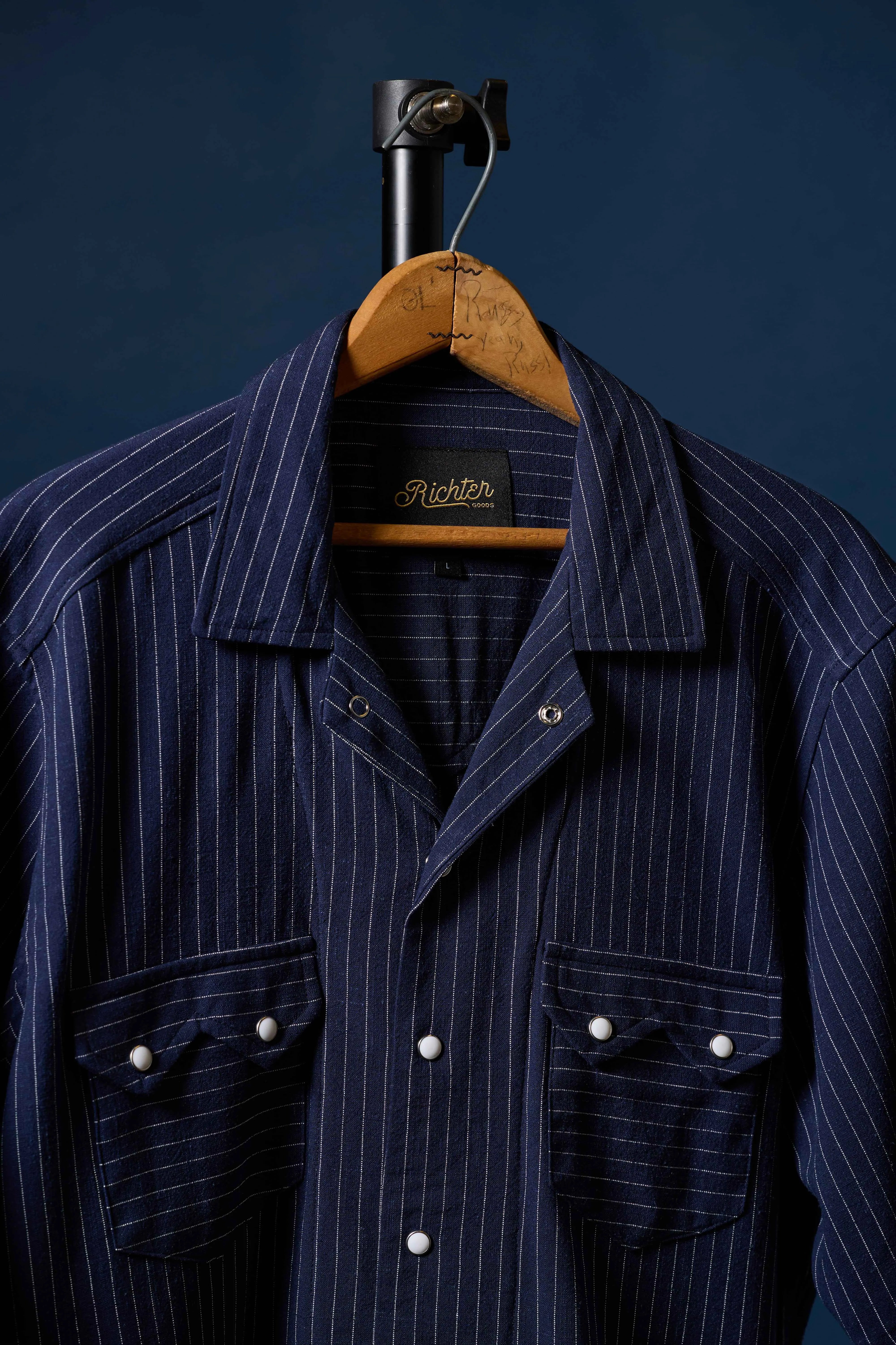 Navy Pinstripe Linen