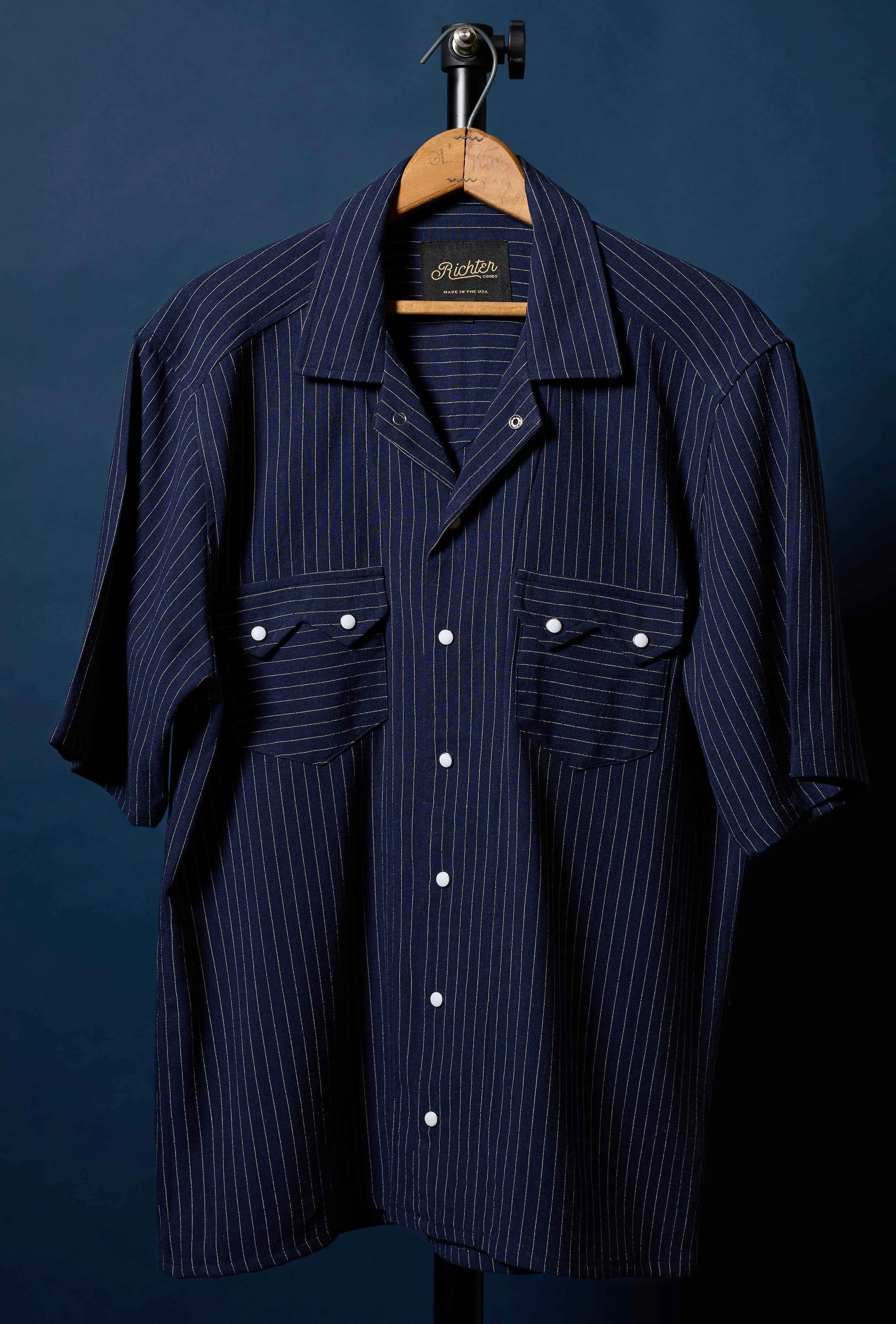 Navy Pinstripe Linen