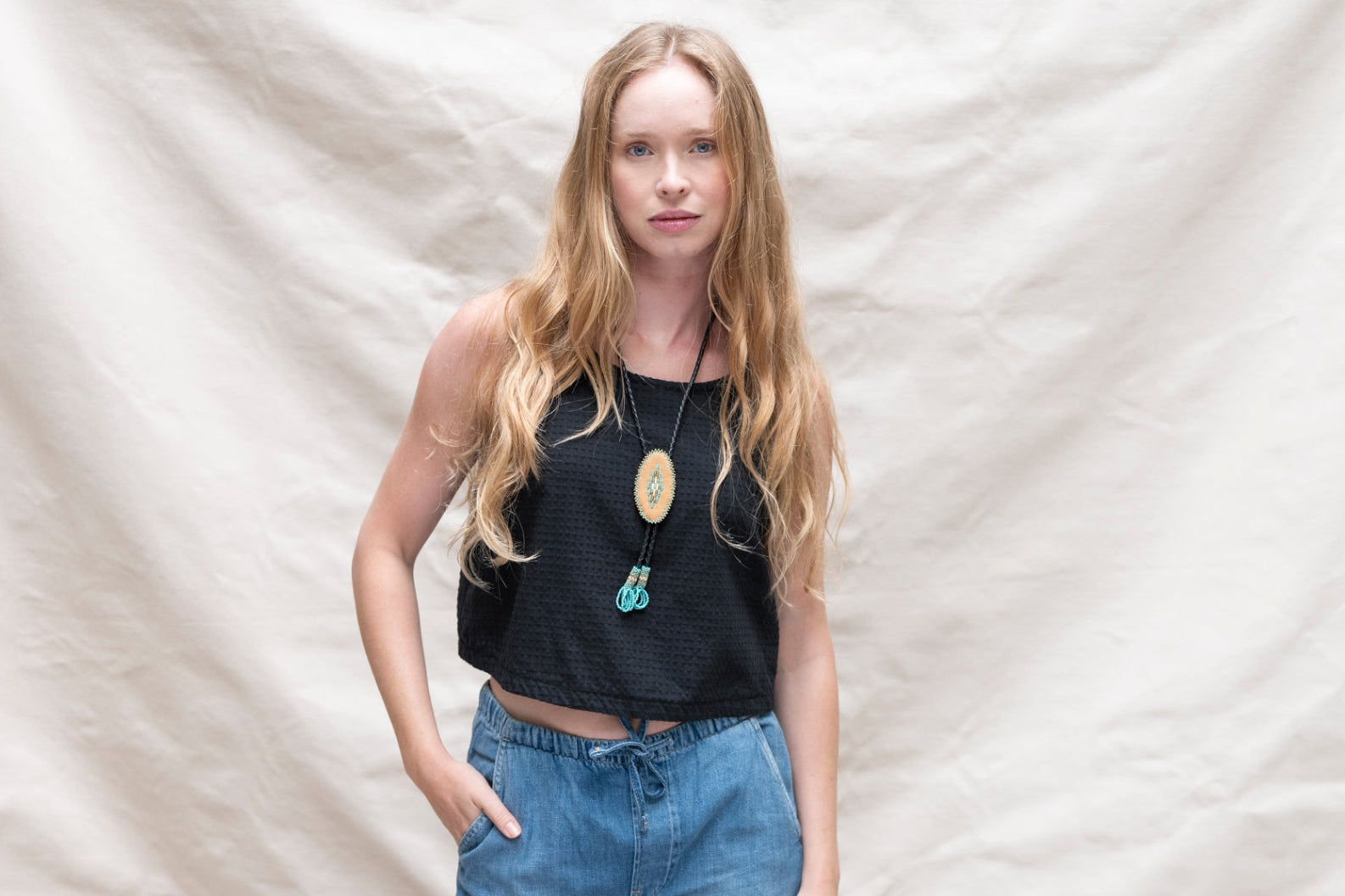 Ina Dobby Tank in Black