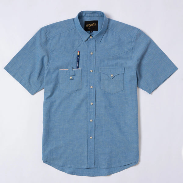 Reggie Selvedge Chambray in Sky Blue