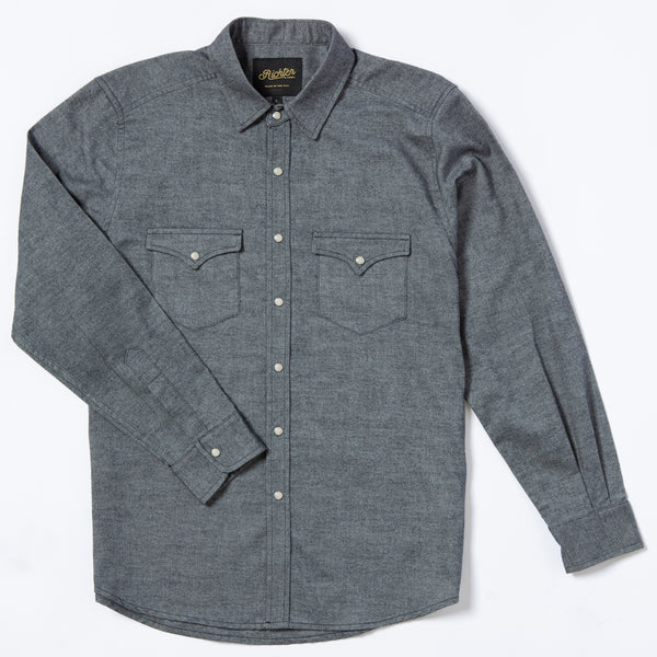 Alpine Super Soft Western Flannel in Brushed Charcoal