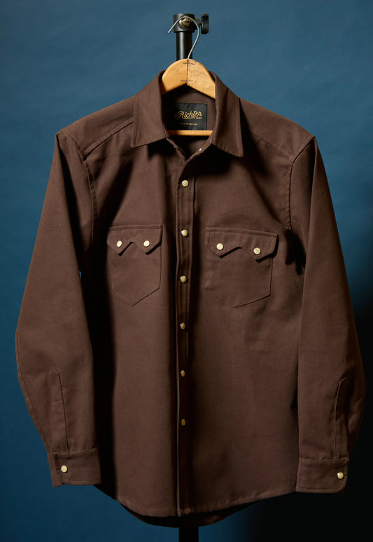 Brushed Bull Denim Shacket in Espresso