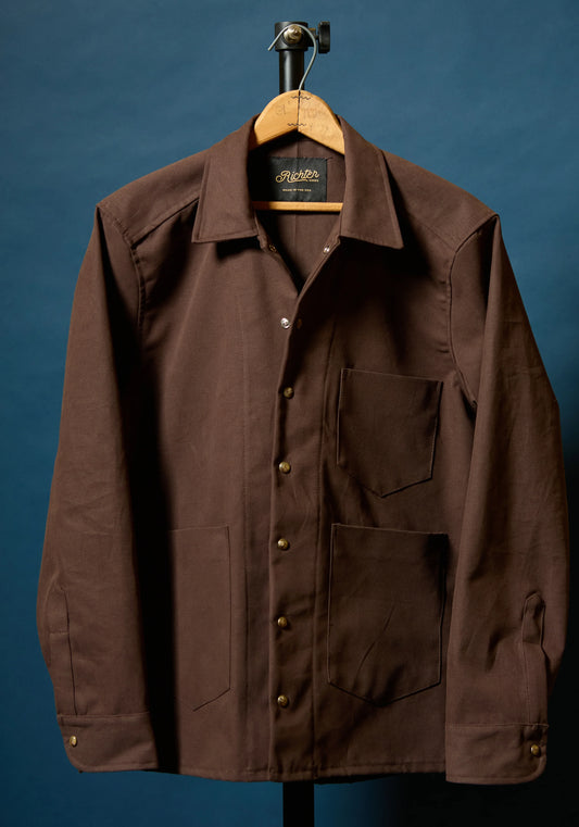 Western Chore Coat in Espresso Brushed Bull Denim