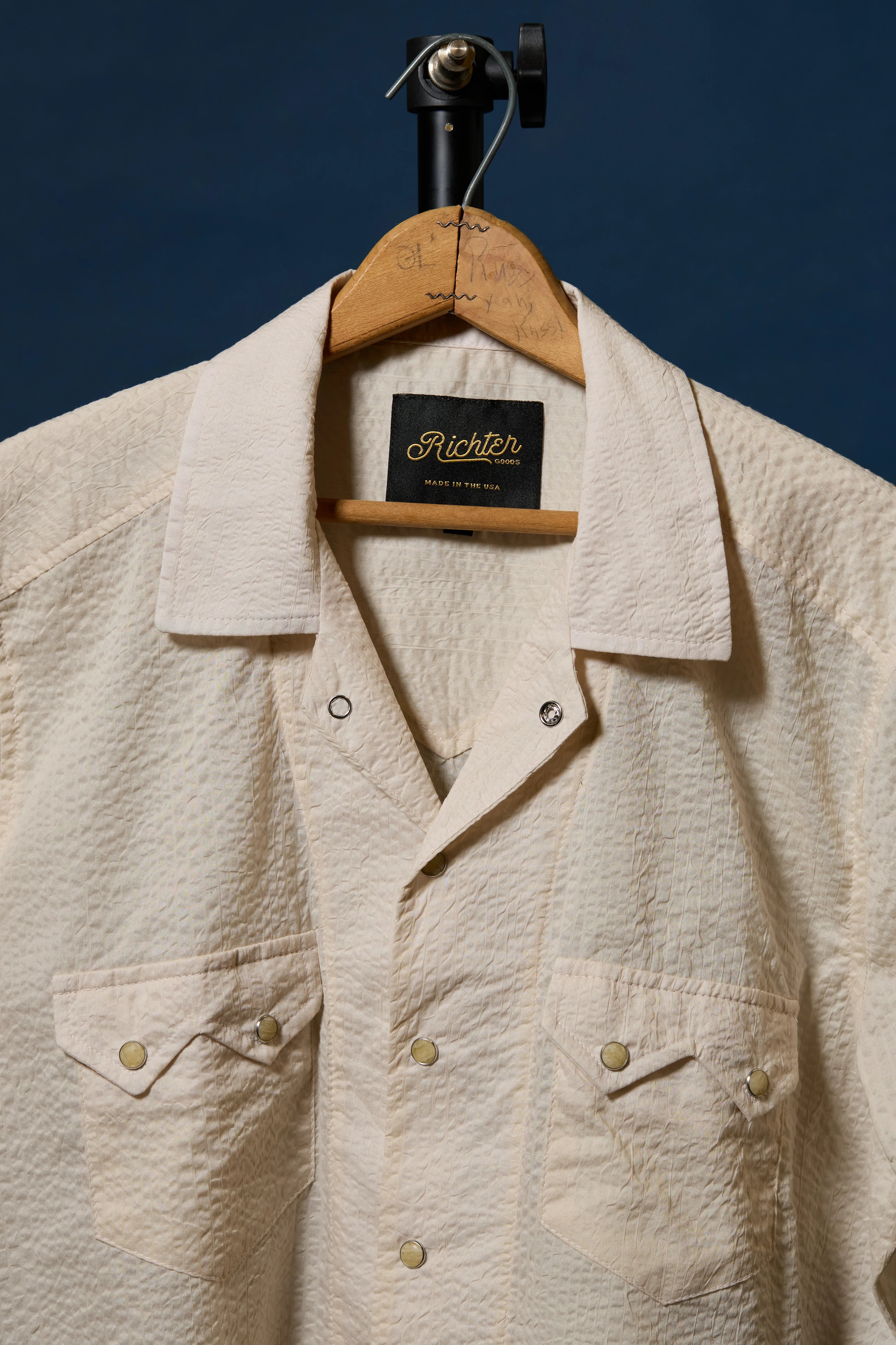 Buy Salado Seersucker in Chalk Pearl Snap Western Shirt – Richter