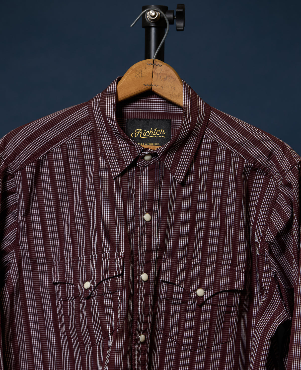 Maverick Pearl Snap in Maroon Plaid