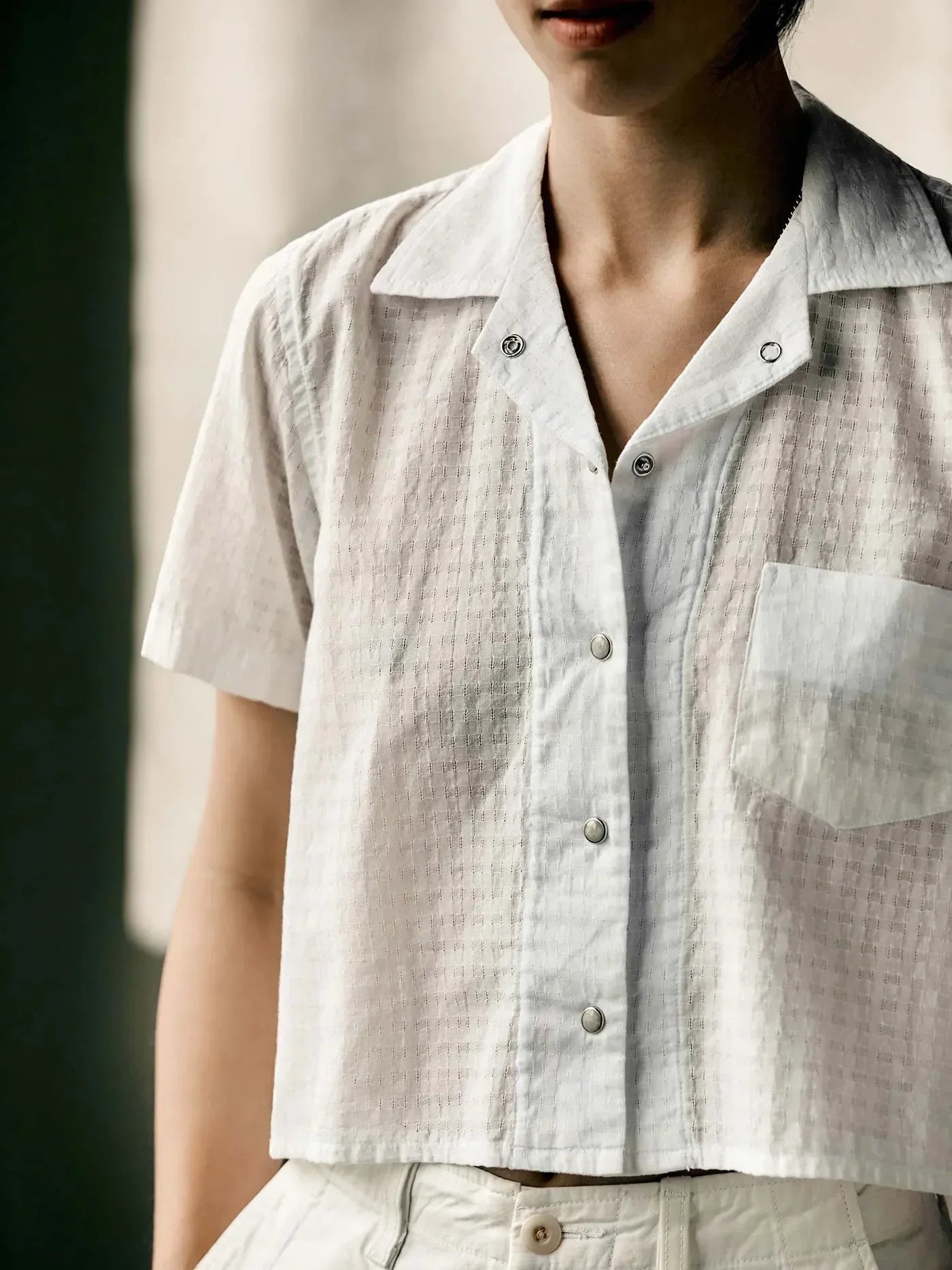 i+w x richter goods white dobby pearl snap shirt for women