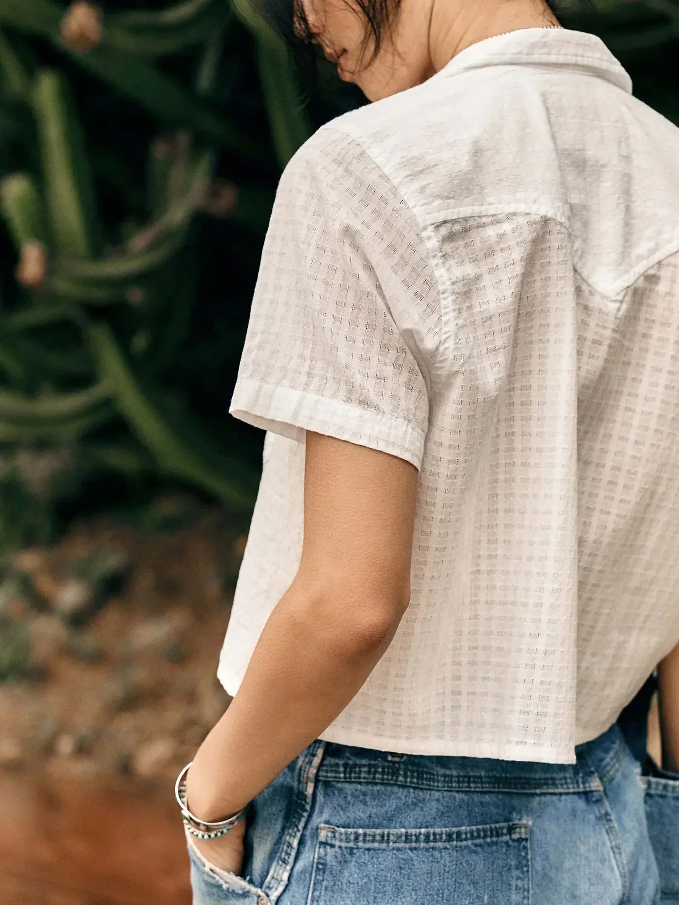 i+w x richter goods white dobby pearl snap shirt for women