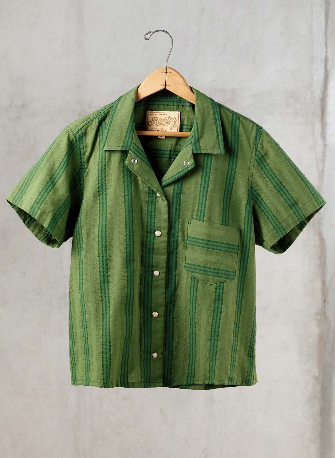 Richter Goods + Immogene Willie Green Jacquard Shirt for Women 02