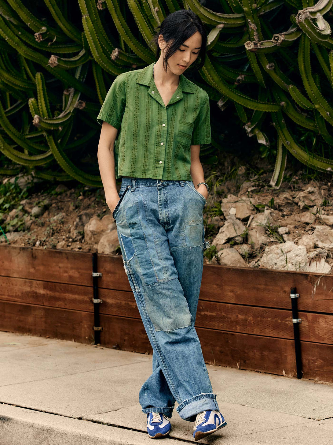 Richter Goods + Immogene Willie Green Jacquard Shirt for Women 03