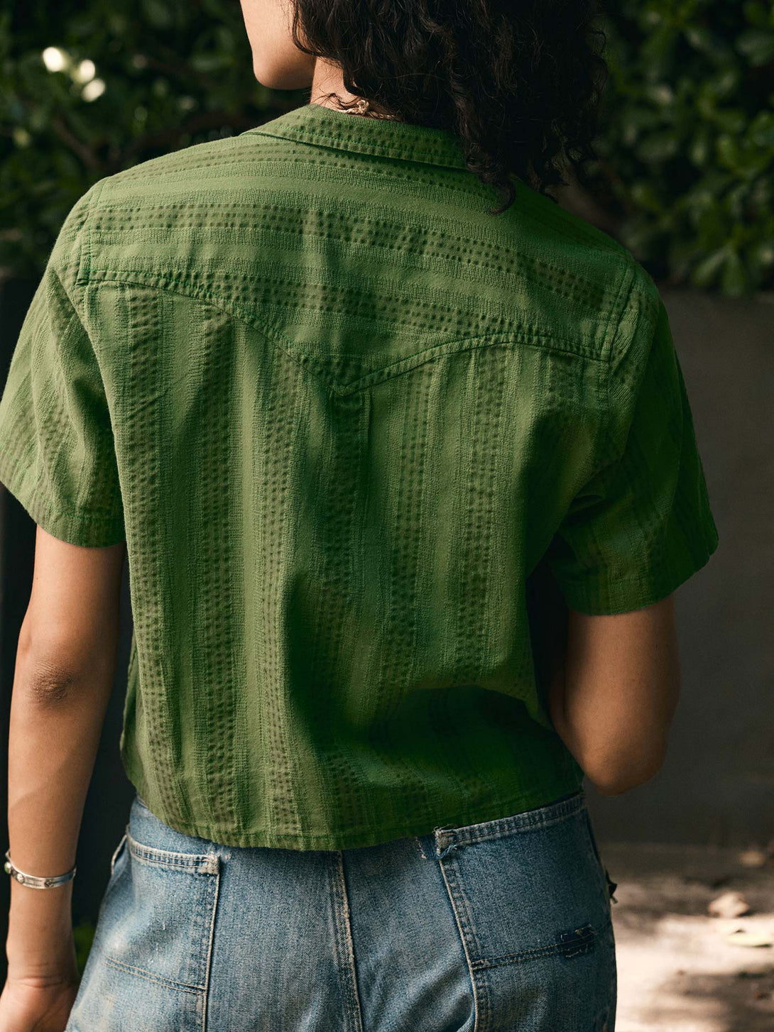 Richter Goods + Immogene Willie Green Jacquard Shirt for Women 06