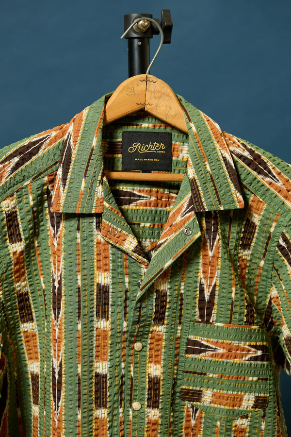 Salado Seersucker in Green Southwestern