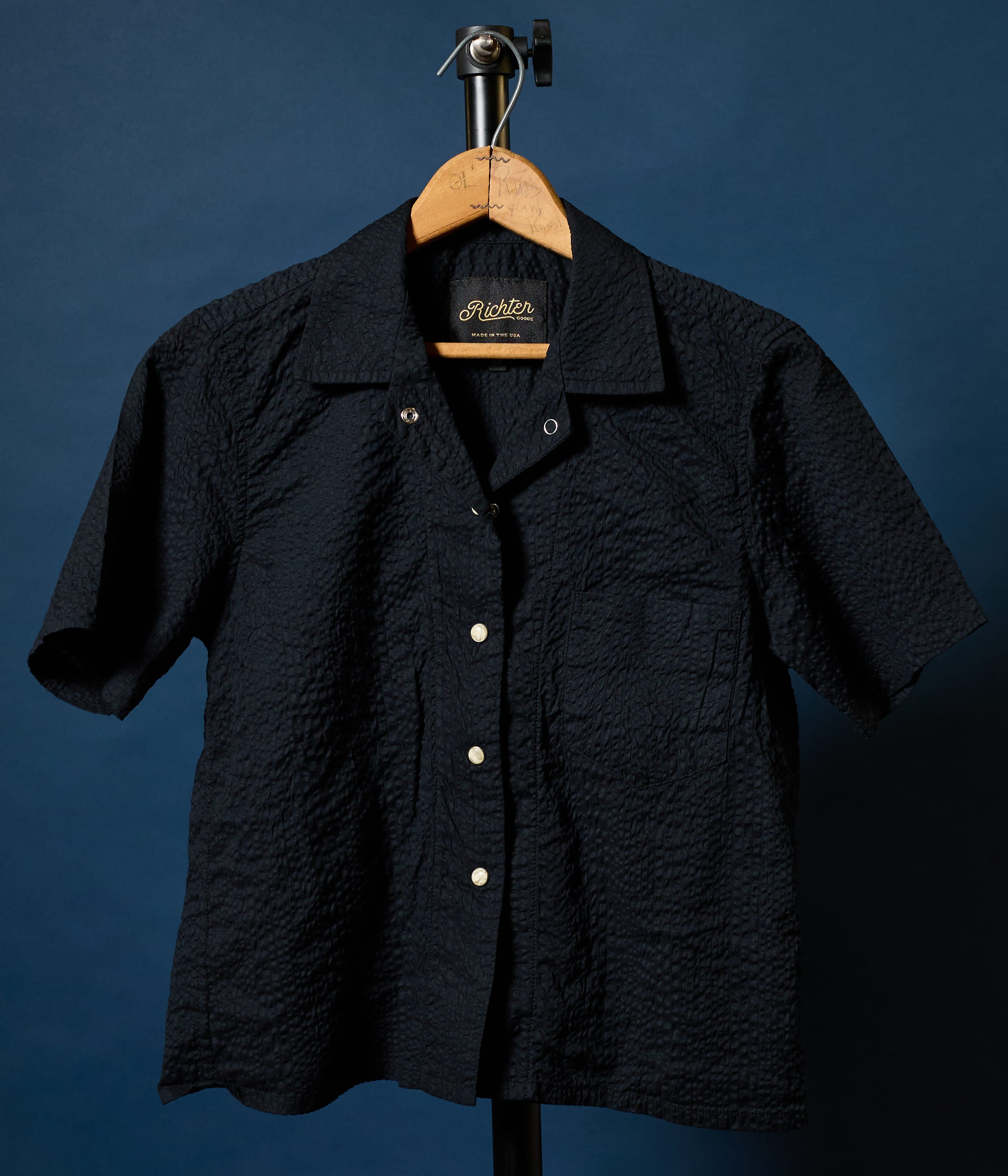 Salado Seersucker in Midnight Black