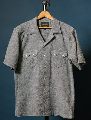 Salado Seersucker in Pedernales Blue Front