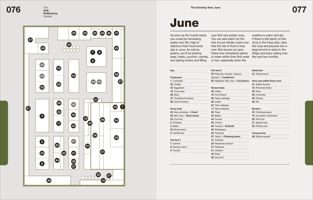 Calendar page for June with a map and list on a white background
