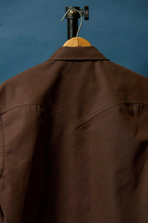 Western Chore Coat in Espresso Brushed Bull Denim Back