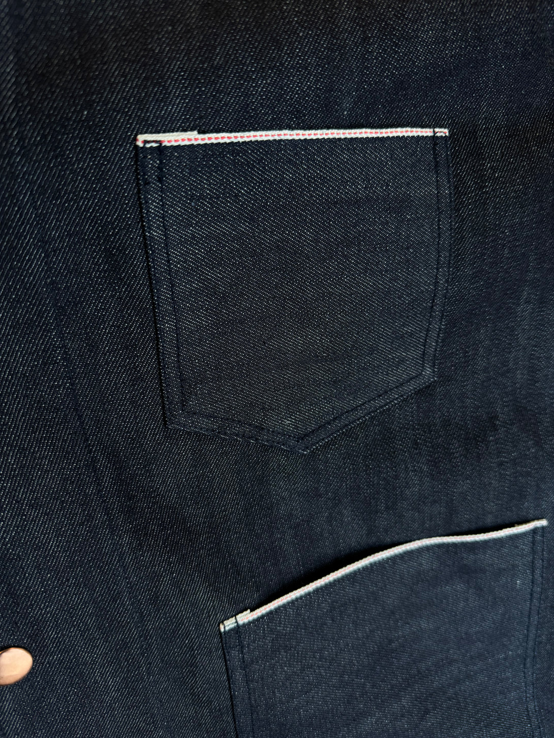 Western Chore Coat in White Oak Mills Cone Denim Pocket View