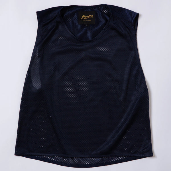 Western Mesh Tank in Navy Blue