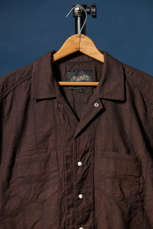 Yarn Dyed Dobby Stripe in Hickory Brown