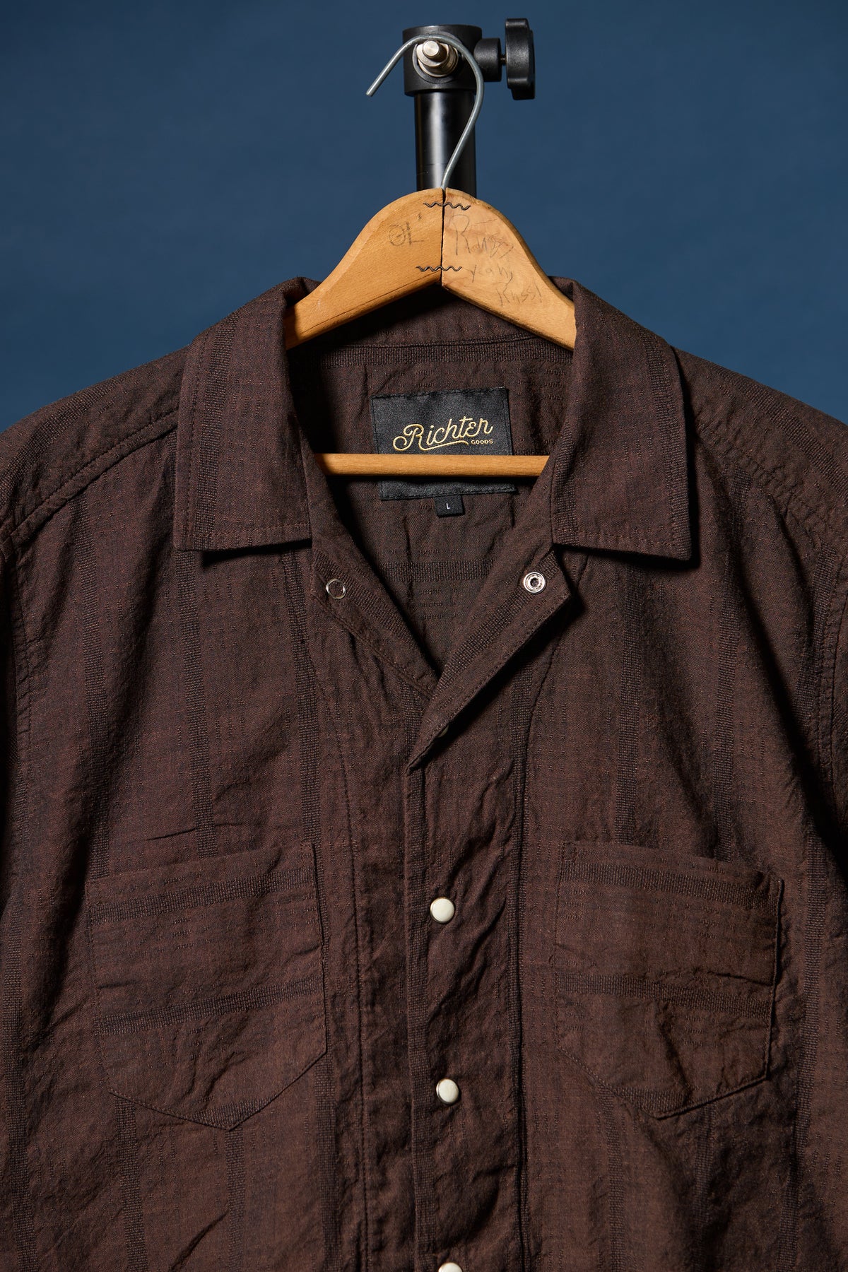 Yarn Dyed Dobby Stripe in Hickory Brown