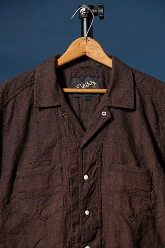 Yarn Dyed Dobby Stripe in Hickory Brown