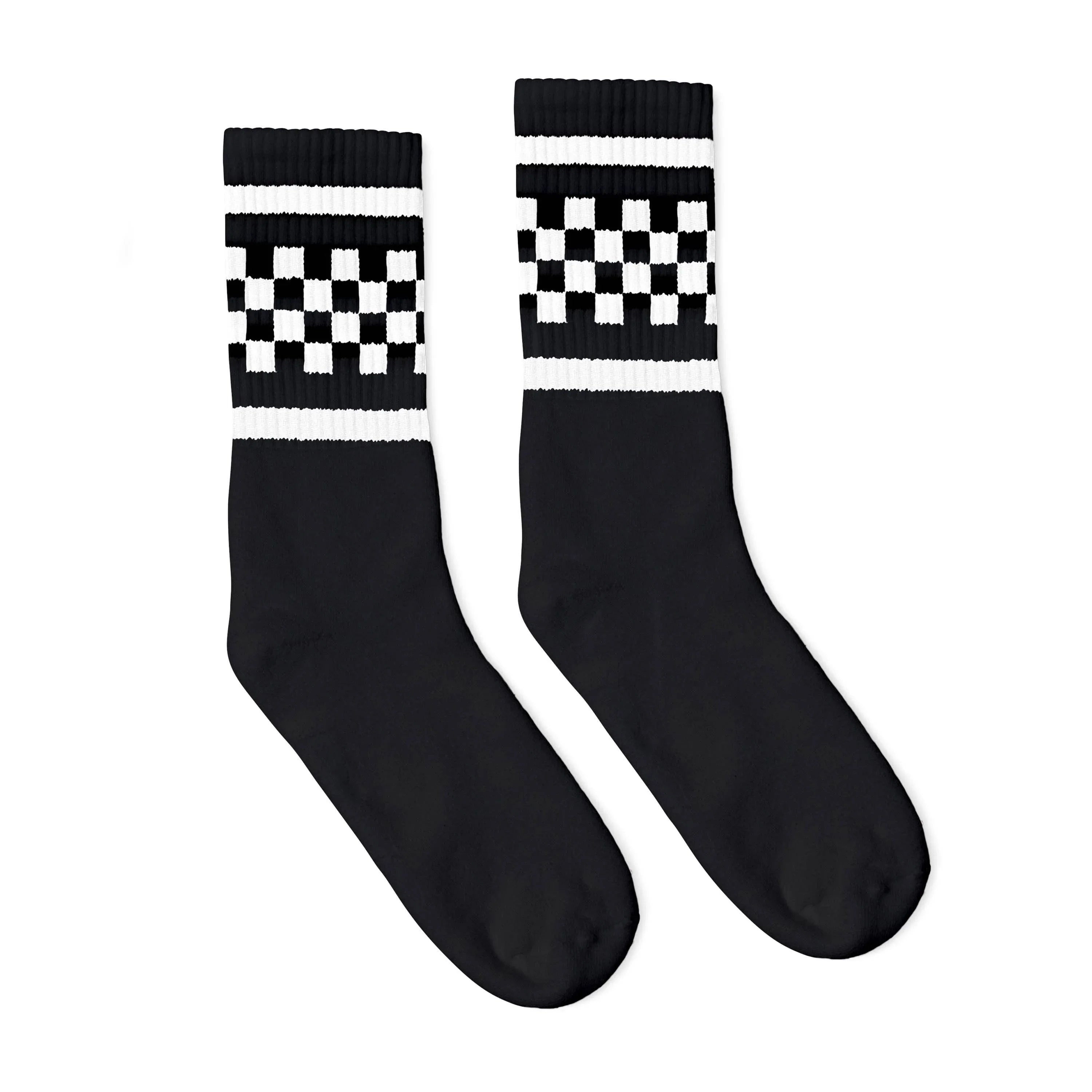 White Checkered Socks | Black: L/XL