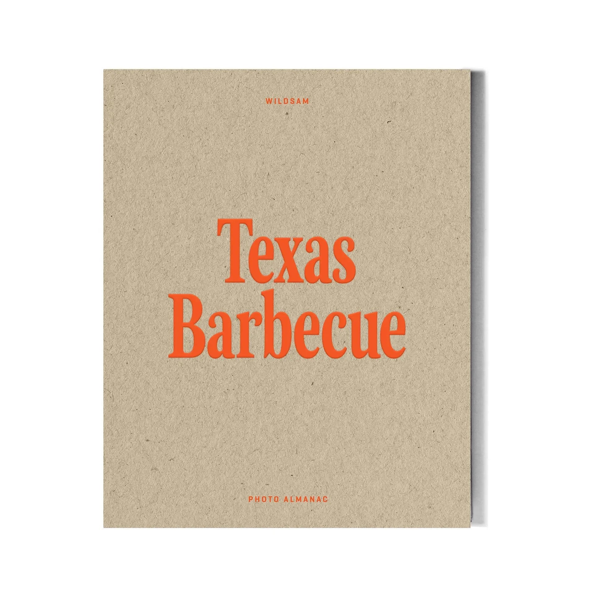 Texas Barbecue front cover, tan background with bold red text, Wildsam Photo Almanac