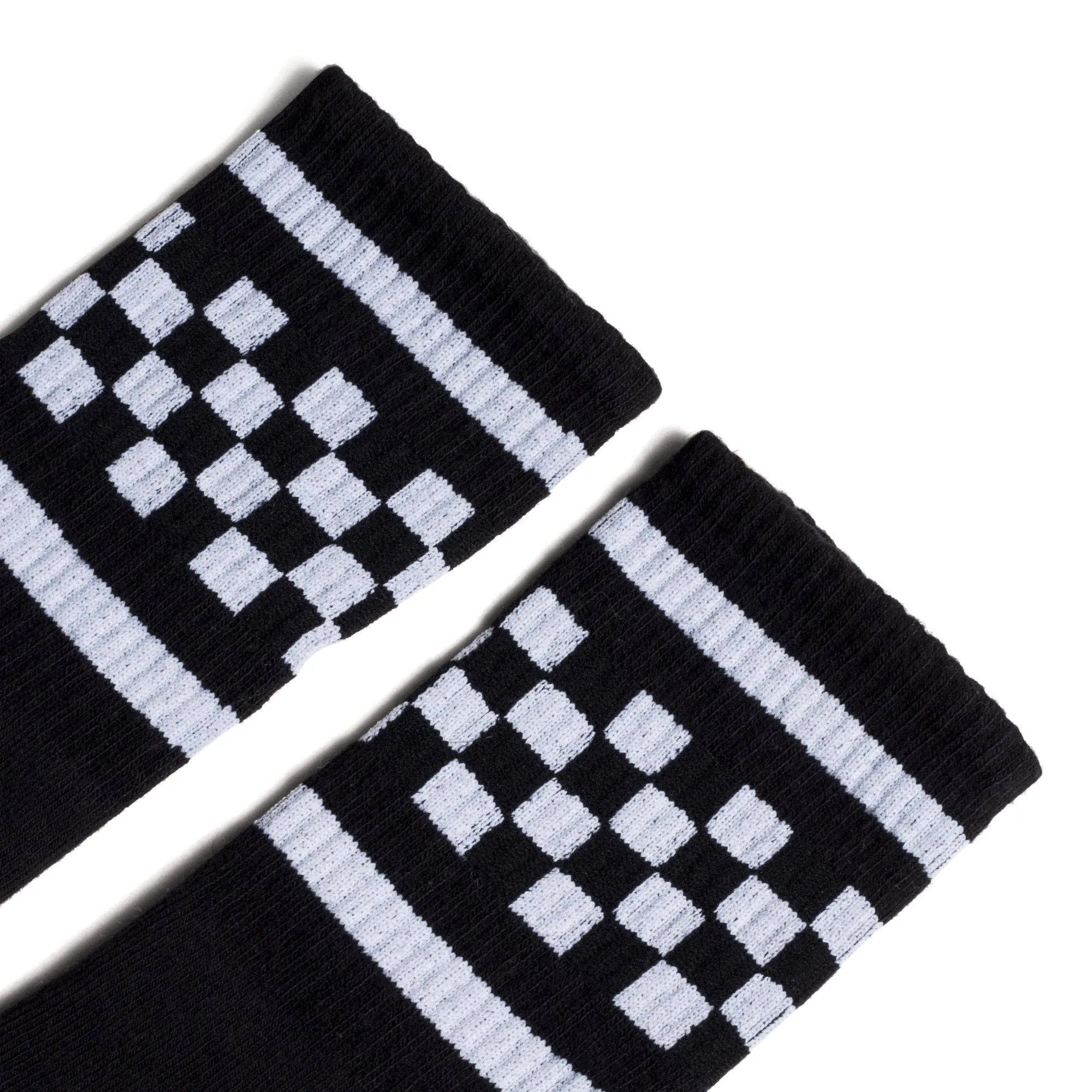 White Checkered Socks | Black: L/XL