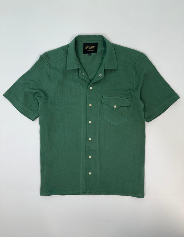 Double Gauze Triple Washed Maverick in Rolling Hills Green - Richter Goods