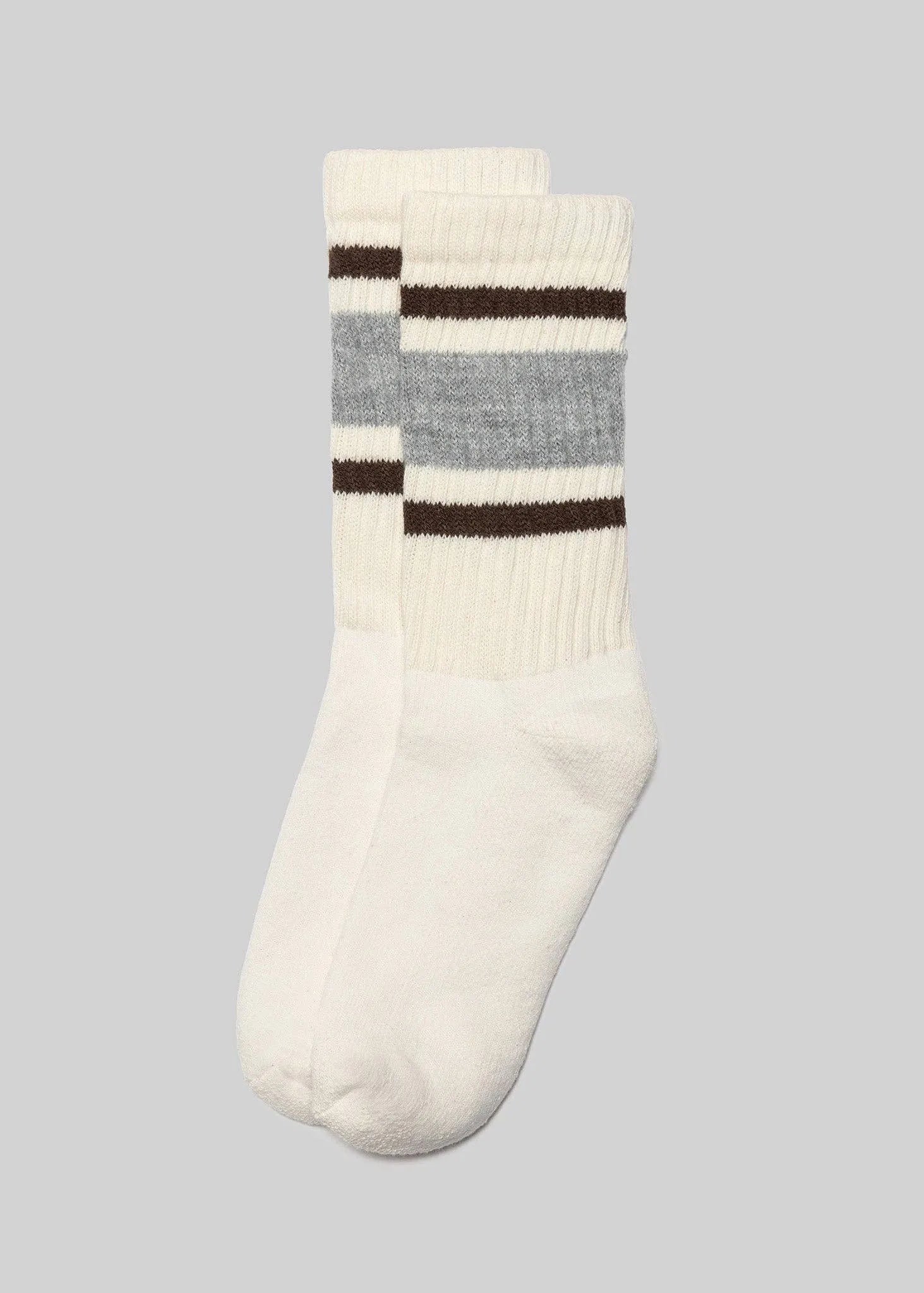 The Retro Stripe: Grey heather/brown / One Size