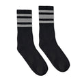 Grey Striped Socks | Black: Black / Crew / L/XL
