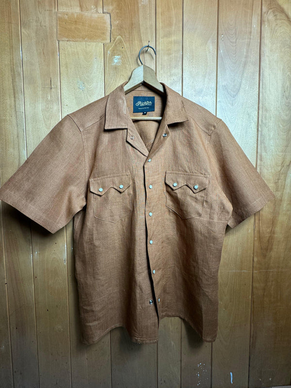 french linen sabertooth shirt in clay 