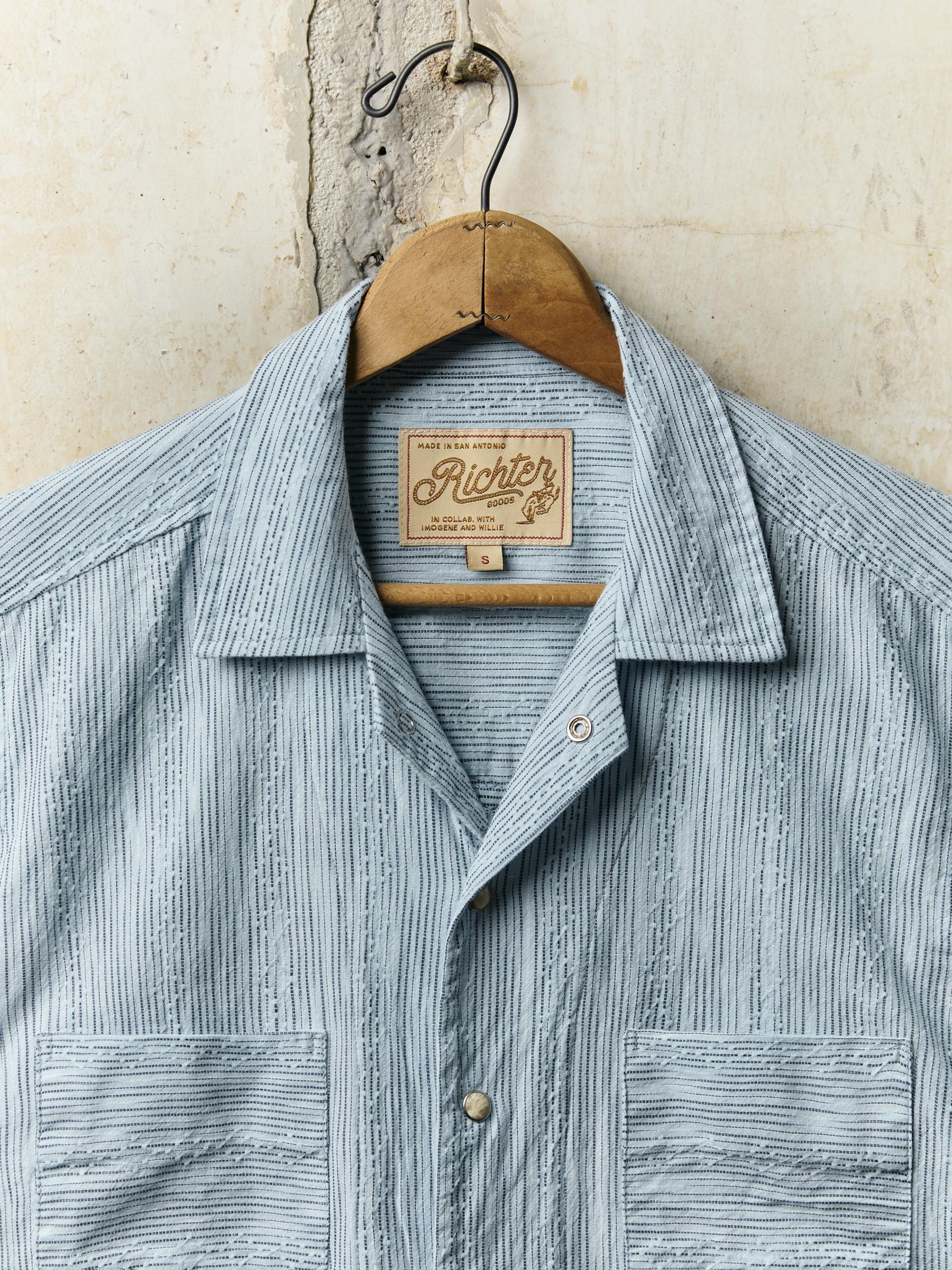 i+w x richter goods hanten weave pearl snap camp collar 
