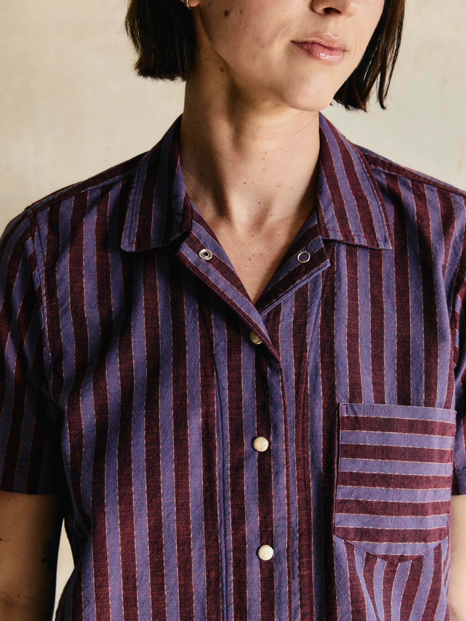 i+w x Richter Goods Itajime Stripe Pearl Snap Shirt - Made in USA