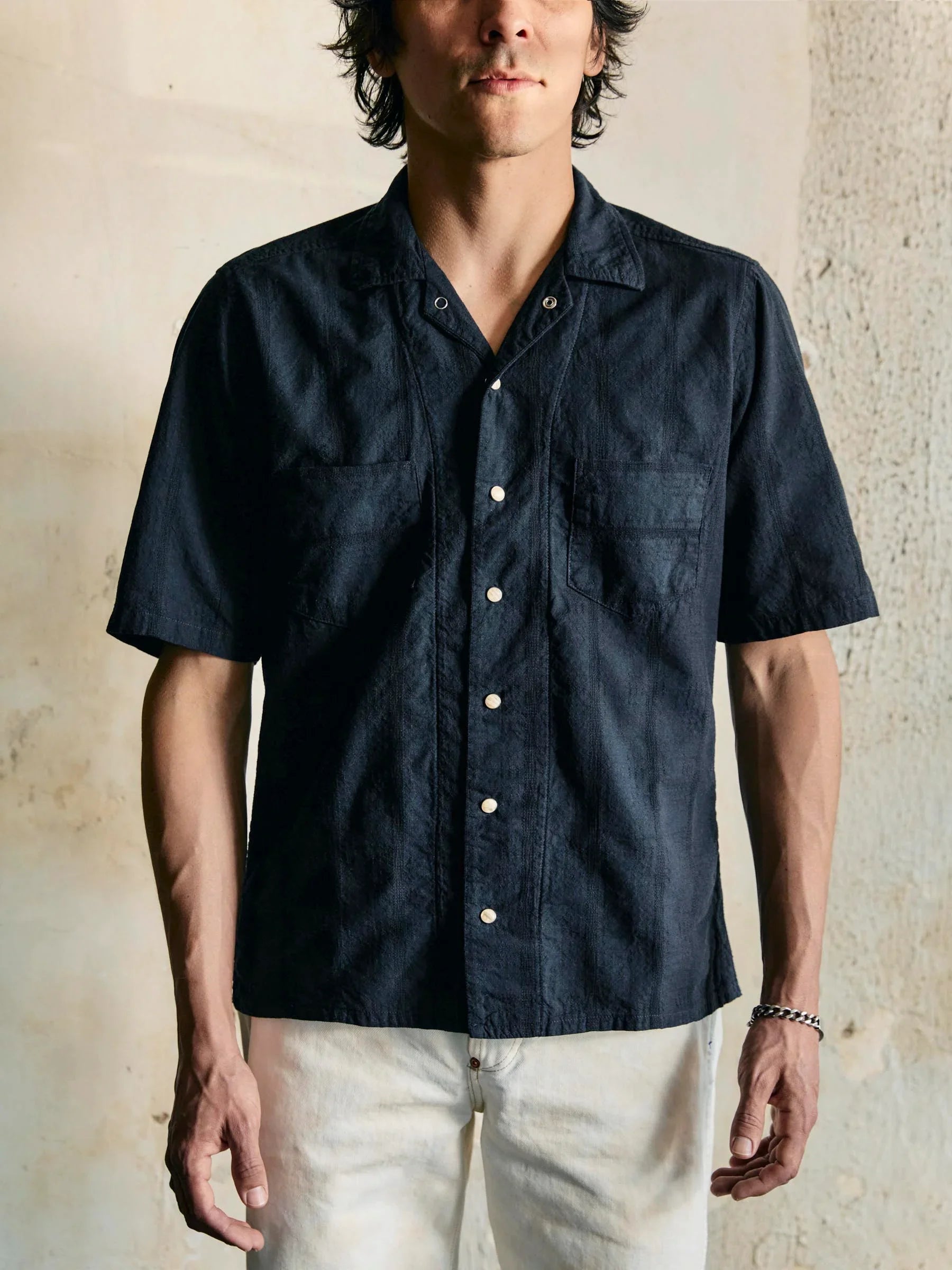 Richter Goods x i+w Tonal Striped Men's Pearl Snap Shirt SM