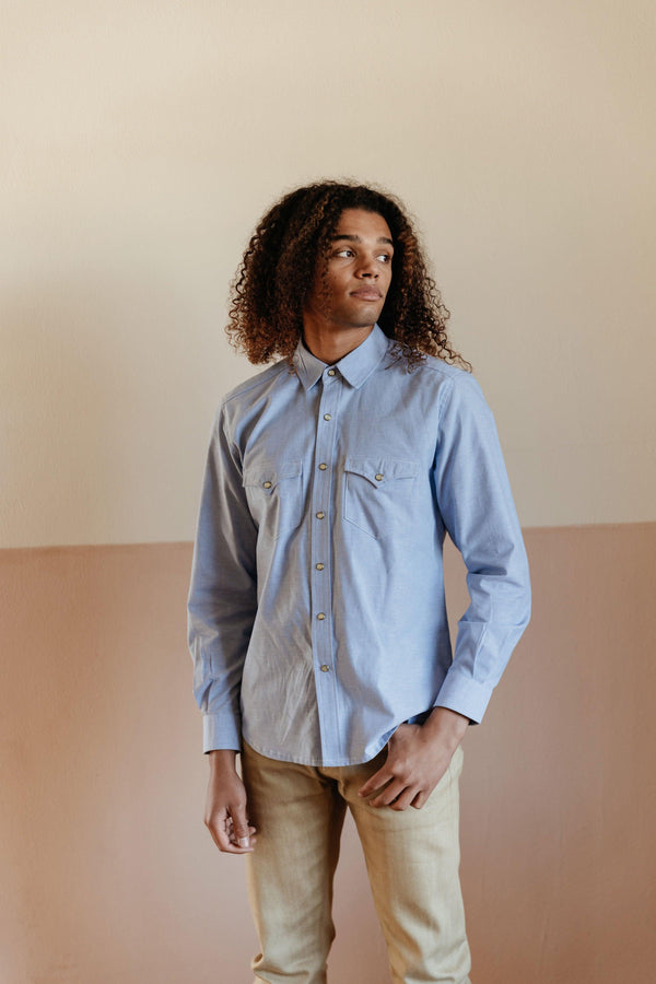 Pecos Pearl Snap in Chambray Richter Goods | Made by us in the U.S.