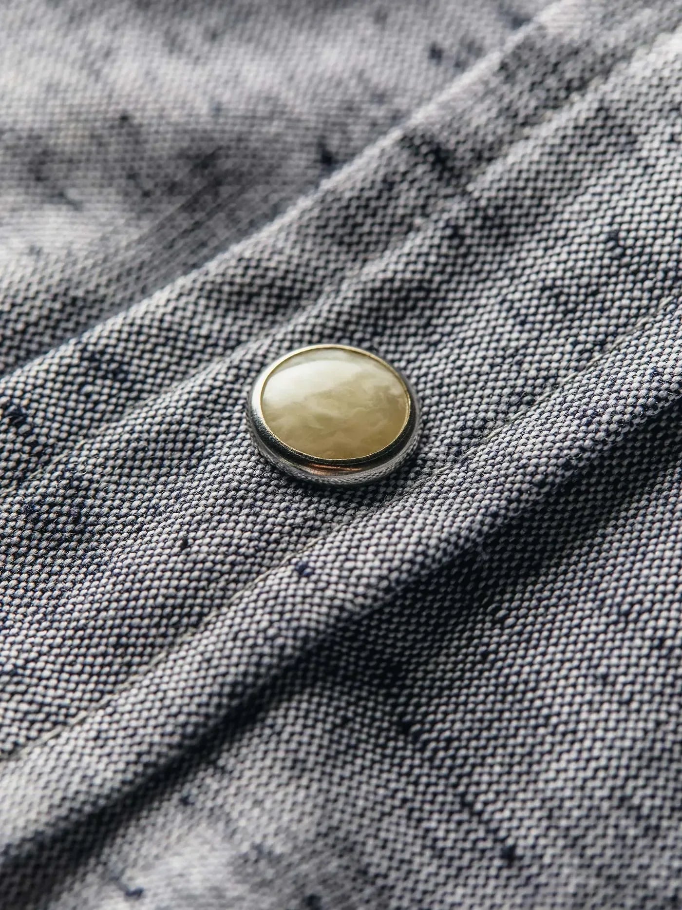 richter-longSleeve front detail with pearl snap button on textured fabric